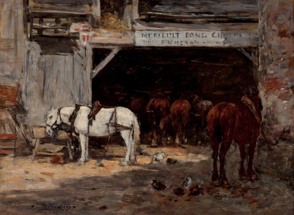 Stables with Horses for Rent by Eugene Boudin